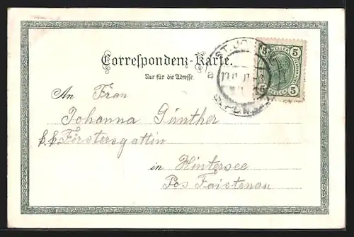 Lithographie St. Johann, Liechtenstein-Klamm, Ortsansicht