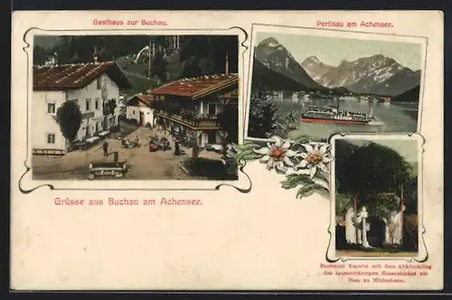 AK Buchau am Achensee, Gasthaus zur Buchau, Dampfer