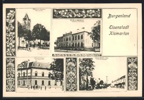 AK Eisenstadt, Pfarrkirche, Städtische Volksschule, Bezirksgericht