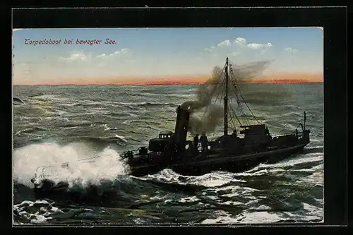 AK Torpedoboot bei bewegter See