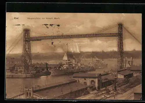 AK Kiel, Haupteinfahrt der Kaiserl. Werft