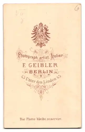 Fotografie F. Geibler, Berlin, Unter den Linden 45, Portrait Mann mit Vollbart