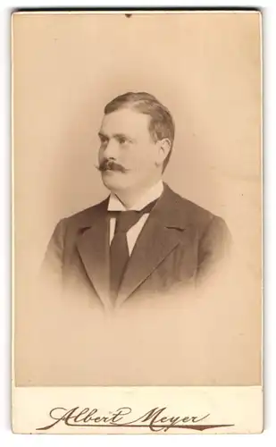 Fotografie Albert Meyer, Berlin, Alexanderstr. 45, Mann im Anzug mit Krawatte und Moustache