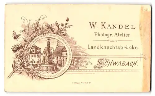 Fotografie W. Kandel, Schwabach, Landknechtsbrücke, Ansicht Schwabach, Blick auf den schönen Brunnen am Königsplatz