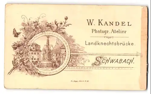 Fotografie W. Kandel, Schwabach, Landknechtsbrücke, Ansicht Schwabach, der schöne Brunnen am Königsplatz