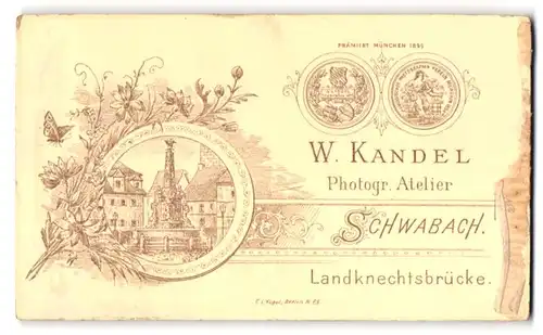 Fotografie W. Kandel, Schwabach, Landknechtsbrücke, Ansicht Schwabach, Blick auf den Königsplatz mit dem schönen Brunnen