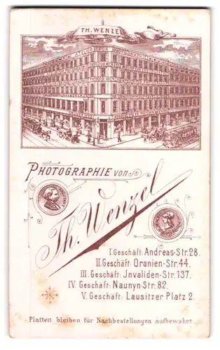 Fotografie Th. Wenzel, Berlin, Andreas-Str. 28, Ansicht Berlin, das Ateliersgebäude mit Pferdebahn