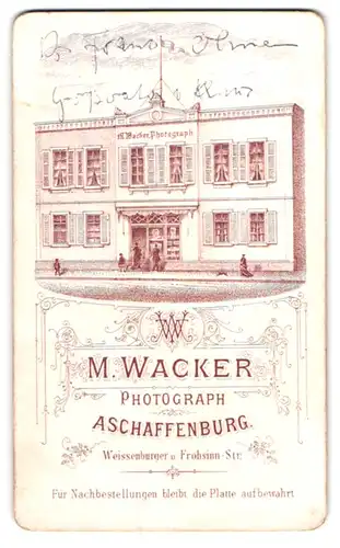 Fotografie M. Wacker, Aschaffenburg, Weissenburger u. Frohsinn-Str., Ansicht Aschaffenburg, Front des Ateliers