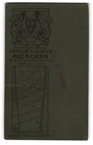 Fotografie Arthur Schmitz, München, Augustenstr. 75, Wappen des Künstler Maskenzug Münchens