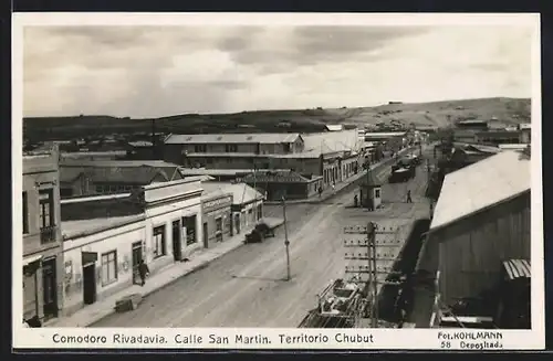 AK Comodoro Rivadavia, Calle San Martin, Territorio Chubut