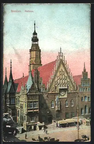 AK Breslau, Partie mit Blick auf das Rathaus