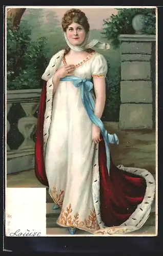 Lithographie Kronprinzessin Cecilie im Kleid