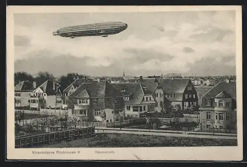 AK Rüstringen, Zeppelin über der Villenkolonie Rüstringen II, Rosenstrasse