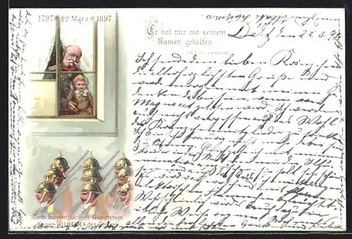 Lithographie Zum hundertjährigen Geburtstage Kaiser Wilhelm I.