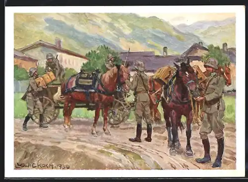 Künstler-AK Ludwig Koch: Österreichs Bundesheer, Fahrtruppe