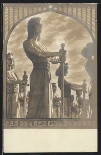 Künstler-AK Fidus: Schwertwache, Jugendstil, Reformismus