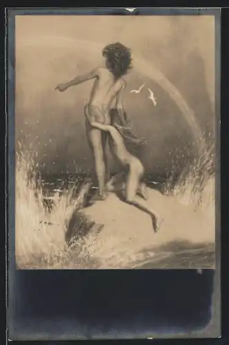 Künstler-AK Fidus: Auf der Klippe