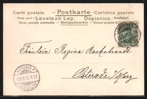 Lithographie Damenportrait mit Hufeisen, Jugendstil