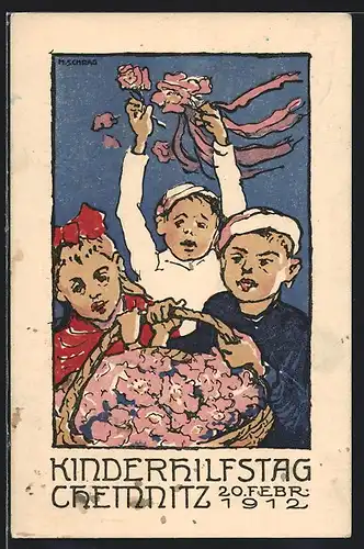 Künstler-AK Chemnitz, Kinderhilfstag 1912, Kinderfürsorge