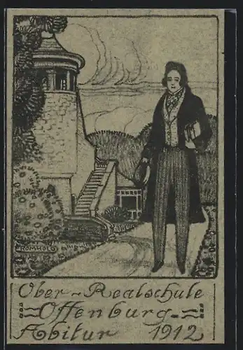 Künstler-AK Offenburg, Abitur 1912, Ober-Realschule, Absolvia