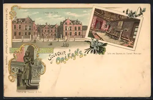 Lithographie Orléans, L`Hotel de Ville, Salle des Seances du Conseil Municipal