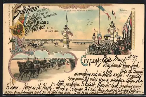 Lithographie Chalons, Tribüne d`honneur, La Revue