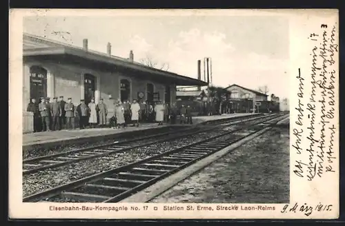 AK St. Erme, Eisenbahn-Bau-Kompagnie No. 17, Station St. Erme, Strecke Laon-Relms