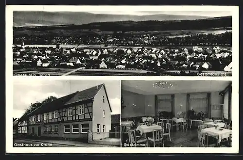 AK Obersuhl, Gesamtansicht, Gasthaus zur Krone, Gastzimmer
