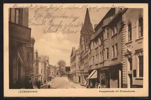 AK Lüdenscheid, Knapperstrasse mit Christuskirche