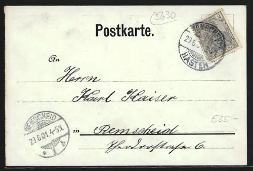 Lithographie Remscheid-Hasten, Restaurant Schöne Aussicht