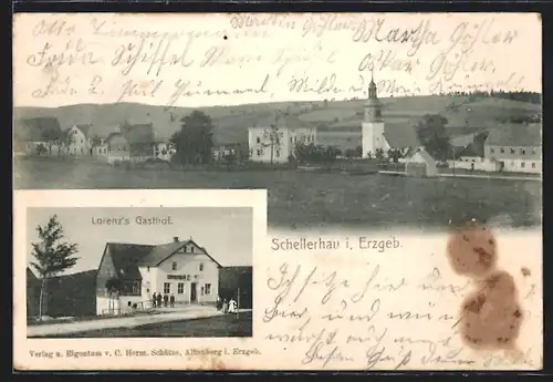 AK Schellerhau /Erzgeb., Lorenz`s Gasthof, Gesamtansicht