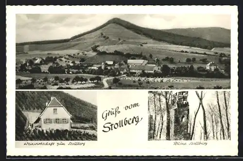 AK Oberschwarzach, Gasthaus und Weinwirtschaft zum Stollberg, Ruine Stollburg