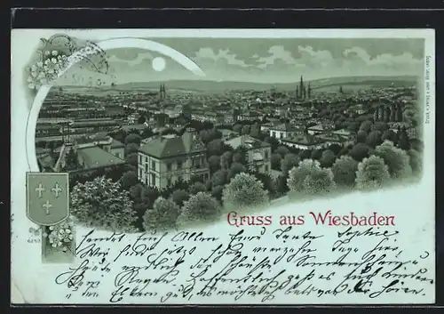 Lithographie Wiesbaden, Ortspanorama
