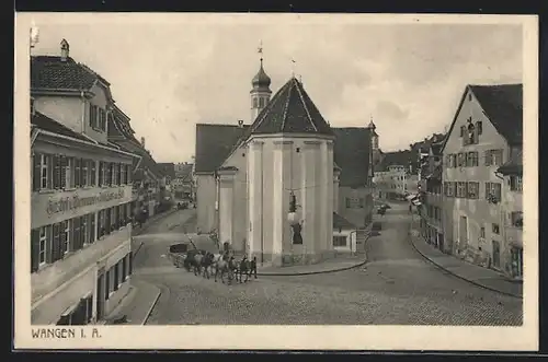 AK Wangen i. A., Gasthof u. Bierbrauerei, Kirche