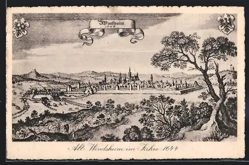 Künstler-AK Windsheim, Ortsansicht im Jahre 1644