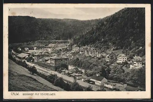 AK Calw, Bahnhof mit Teichelweg