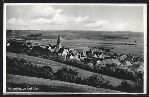 AK Hörvelsingen bie Ulm, Teilansicht mit Kirche