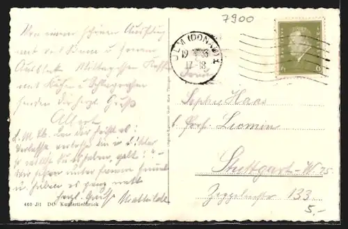 AK Oberberghof, Gasthaus, Blick über Ulm