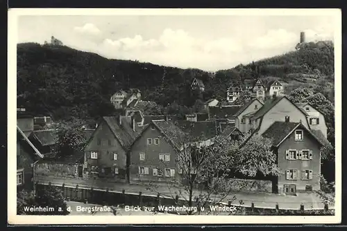 AK Weinheim a. d. Bergstrasse, Blick zur Wachenburg und Windeck