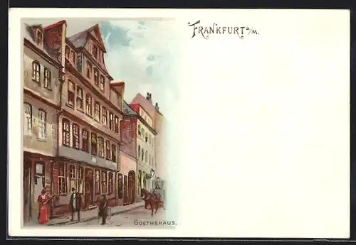 Lithographie Alt-Frankfurt, Blick zum Goethehaus