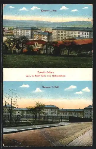 AK Zweibrücken, Kasernen I. und II. Batl.