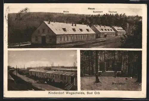 AK Bad Orb, Kinderdorf Wegscheide, Haus, Waldaltar