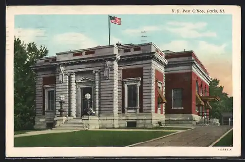 AK Paris, IL, U. S. Post Office