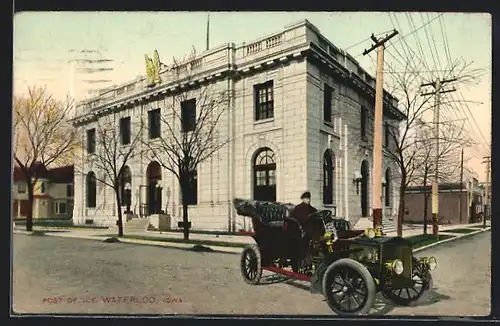 AK Waterloo, IA, United States Post Office, Frühes Automobil