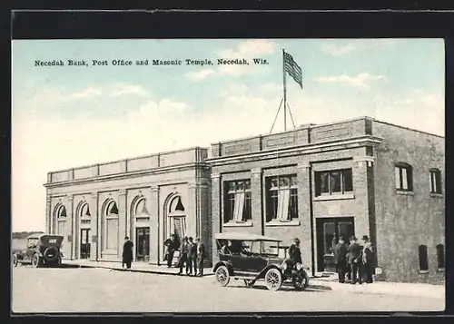 AK Necedah, WI, Post Office and Masonic Temple