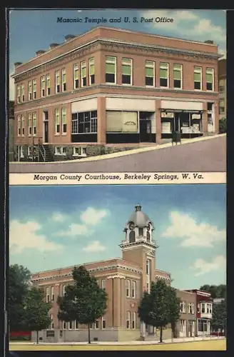 AK Berkeley Springs, WV, United States Post Office, Masonic Temple, Morgan County Courthouse