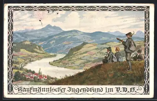 Künstler-AK Ernst Kutzer: Kaufmännischer Jugendbund im V.D.H.