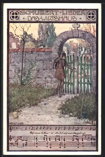 Künstler-AK Ernst Kutzer: Franz Schuberg, Schubert-Lieder, Das Wirtshaus