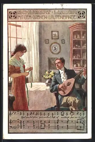 Künstler-AK Ernst Kutzer: Franz Schubert-Lieder, Mit dem grünen Lautenbande