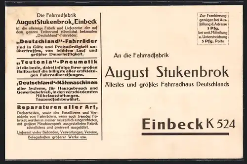 AK Einbeck, Fahrradfabrik August Stukenbrok